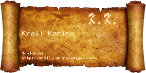 Krall Karina névjegykártya